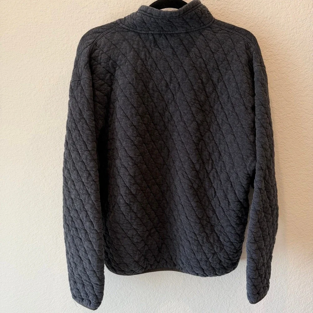 Orvis Mens Quilted Snap Neck Pullover Sweatshirt Charcoal Gray Size M